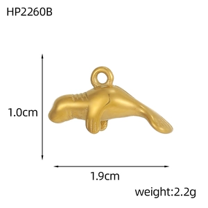 Ciondolo foca in acciaio dorato dimensioni 1,9x1,0cm per creazione gioielli