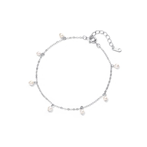 Elegante bracciale in argento sterling S925 da donna con sette perle bianche