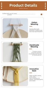 Detail of handmade bohemian cotton rope weaving with intricate knots and fringe accents