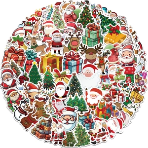 100pcs Christmas stickers set with Santa and Reindeer designs for holiday decor