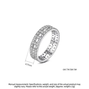 Zirkonia-Ring in Silber-Optik mit Hohlmuster und 4,7mm Breite für modische Frauen