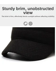 Close-up of firm wool blend brim on a winter hat providing sunshade and clear visibility