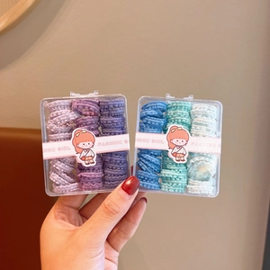 Sweet wavy spiral hair ties for kids in purple and teal shades with fashion gift box
