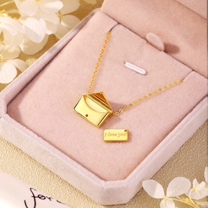 Envelope Pendant Necklace 925 Sterling Silver Openable Engraved I Love You Romantic Gift For Women Jewelry
