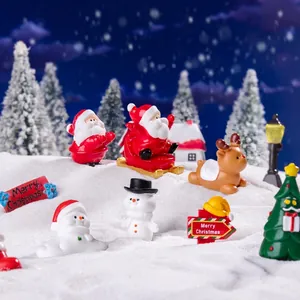 Miniature Christmas set with Santa, reindeer and snowman for DIY micro landscapes