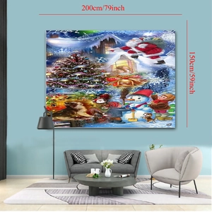 Detailed interior view showing a large Christmas tapestry measuring 200cm by 150cm on a wall