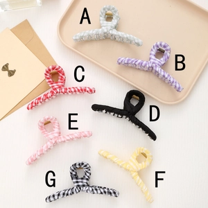 Floral and checkered fabric hair claws set for women in various stylish colors