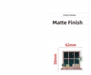 Detail specifications for 100pcs waterproof vinyl reading stickers showing sizes and features