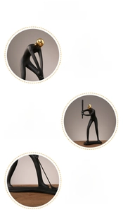 Détail de sculpture en résine d'athlète de golf avec fini mat et base stable