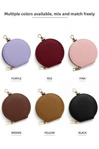 Mini round coin purses in six colors with litchi texture and golden metal zippers