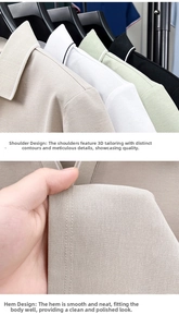 Detailansicht des gestreiften Kragens und des atmungsaktiven Strickgewebes für Herren-Poloshirts