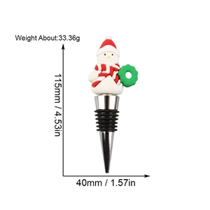 Detailed size specifications for snowman wine stopper with 115mm height and 40mm width
