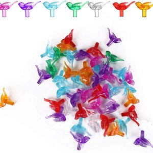 Colorful bird shaped plastic replacement bulbs for ceramic Christmas trees in various colors