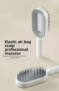 Detail of air cushion massage hairbrush with 384 multi-length bristles for scalp care