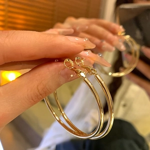 Minimalist Geometric Round Hoop Earrings With Silver Earring Post High Polish Metal Jewelry For Women