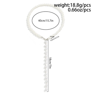 Maßangaben für Y-Perlenkette mit 40 cm Kette und 18 cm langem Quasten-Anhänger