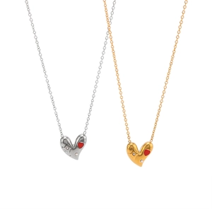 Elegant 18k gold and silver titanium steel heart necklaces with zircon stones