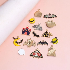 Pendentifs Halloween en alliage émaillé avec chauve-souris et hibou pour création de bijoux