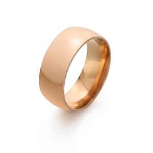 8mm rose gold dome stainless steel ring for men with polished mirror finish