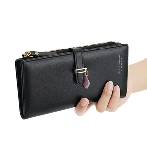 Portafoglio Lungo Da Donna Pelle PU Texture Litchi Grande Capacità Multi Slot Per Carte Cerniera Fibbia Elegante Clutch