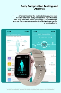 Smartwatch body composition monitoring detail showing body fat and BMI data in mobile app