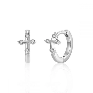 S925 Silber Kreuz-Ohrringe mit glitzernden Zirkonia in einem minimalistischen Stil