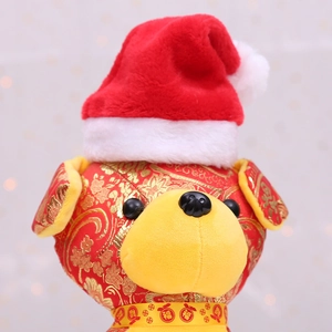 Christmas pet hat with festive red outfit and lucky charm for dogs and cats