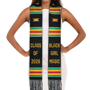 African Kente Graduation Stole Satin Sash For Graduates Class Of 2025 2026 Black Grads Matter Ceremonial Stole With Tassels