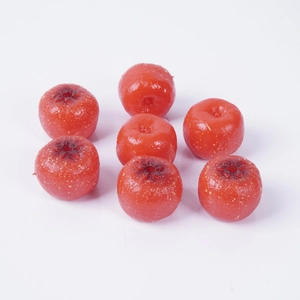 Realistic PVC hawthorn models for DIY keychains showing seven glossy red fruits