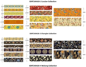 Detailed chart showing Chinese traditional washi tape set in various widths and patterns
