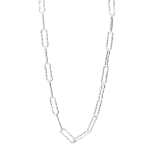 Minimalistische S925 Sterlingsilber Halskette mit strukturierten Büroklammer-Gliedern
