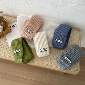 Knitted Scarf Soft Warm Wool Solid Color Ribbed Neck Warmer Korean Minimalist Winter Fashion For Women