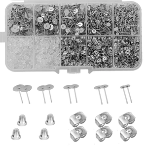 Perni Per Orecchini A Base Piatta Con Chiusure A Farfalla E Schienali In Silicone Kit Creazione Gioielli DIY Scatola