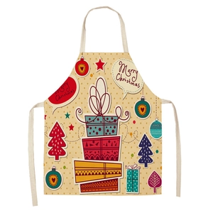 Waterproof Christmas apron featuring Santa, reindeer, and colorful gift box patterns