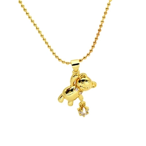 Polished gold bear necklace with star pendant and ball chain for a minimalist look