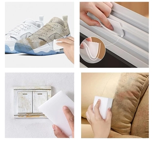 Multi-purpose nano sponge cleaning stains on sneakers, window tracks and leather sofas