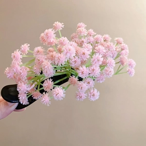 Détail du décor floral de gypsophile rose sur une pince à cheveux noire élégante