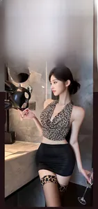 Sexy leopard print halter top and bodycon skirt secretary uniform set for women