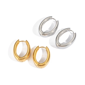 Minimalist U-shaped 18K gold and silver plated stainless steel hoop earrings set