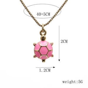 Detaillierte Maße der rosa Schildkröte Anhänger Halskette mit Kettenlänge 40+5cm