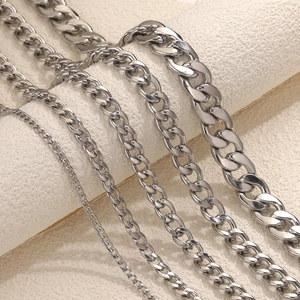 Waterproof stainless steel Cuban link chains in various sizes for DIY jewelry making