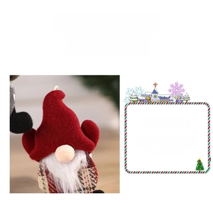 Detailed view of Christmas gnome hanger with red felt hat and green plaid fabric