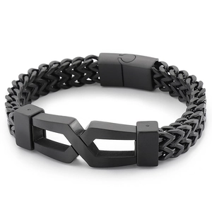 Minimalist black titanium steel sunglasses-link bracelet with magnetic clasp for men