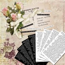Close-up of vintage aesthetic script stickers for scrapbooking and DIY journals