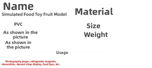 Warning label for miniature PVC fruit models stating non-edible for dollhouse decor