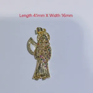 Santa Muerte pendant in gold-plated copper with colorful cubic zirconia micro-inlay