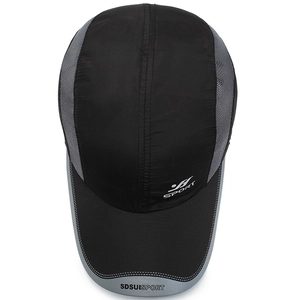Breathable black and gray mesh sports baseball cap for outdoor sun protection and hiking