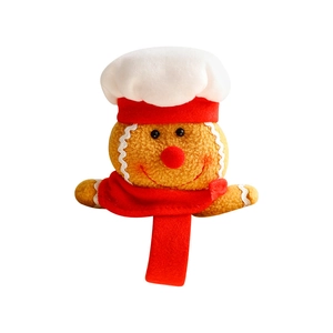 Cute gingerbread man plush slap bracelet with red scarf and chef hat for Christmas decor