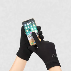Gants d'hiver pour hommes tactiles coupe-vent avec poignets côtelés et boucle en métal