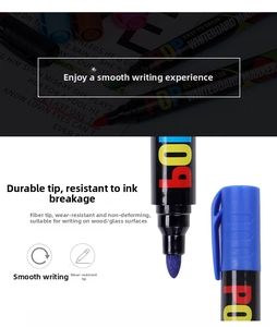 Close-up of durable high-density fiber nib on refillable erasable whiteboard markers